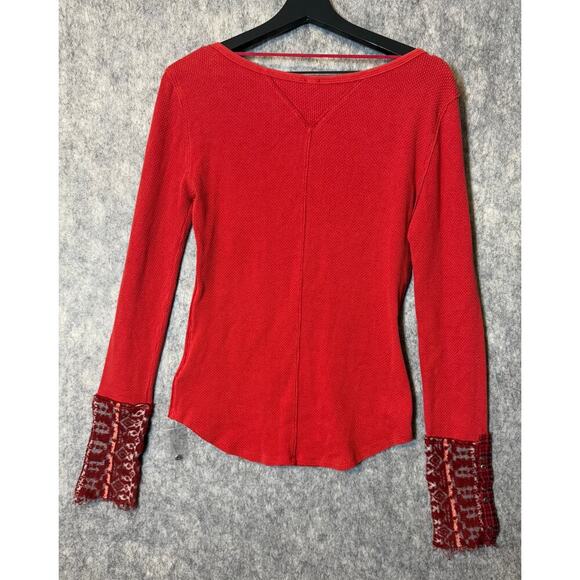 NWOT We The Free Art School Cuffed Long Sleeve Red Size Large - Picture 5 of 7